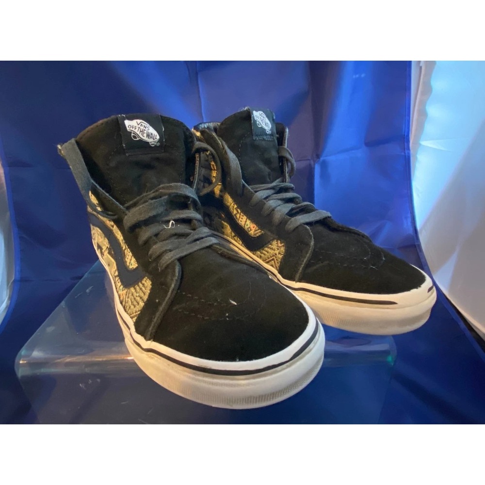 Vans Sk8-Hi Black Suede Southwestern Woven Tapestry High Top Sneakers Unisex